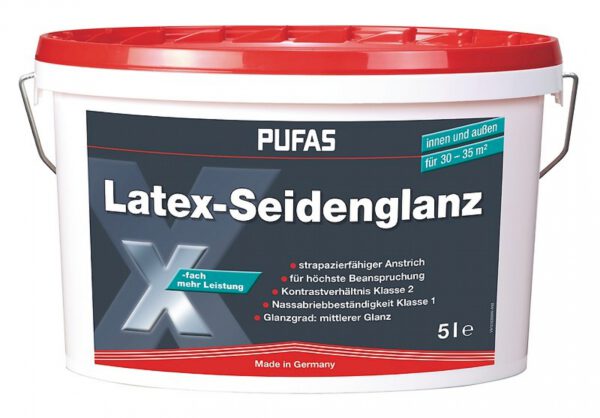 Pufas Seidenglanz-Latexfarbe  E.L.F. weiß